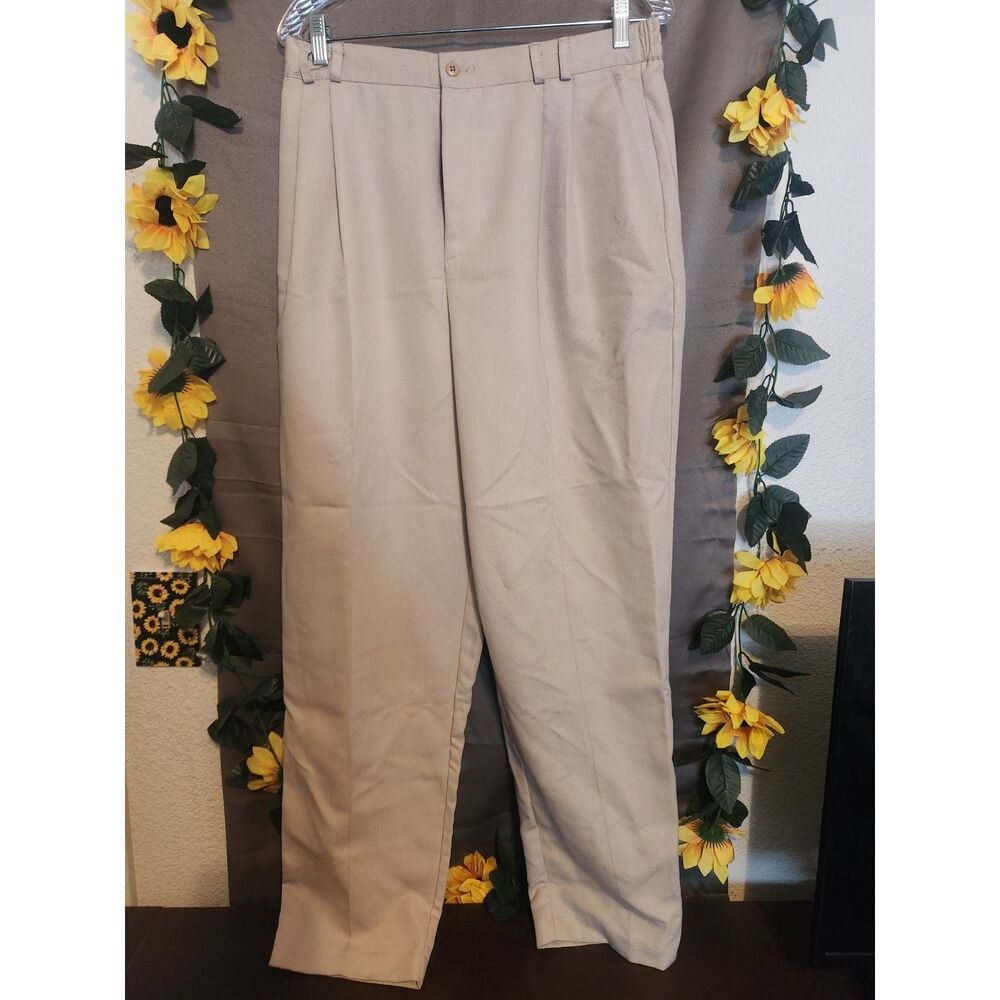 Worthington Vintage Pleated Dress Pants Women's Size 16 Beige High Rise Tapered